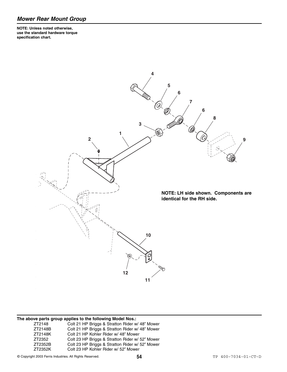 Mower rear mount group | Simplicity ZT2148B User Manual | Page 60 / 63
