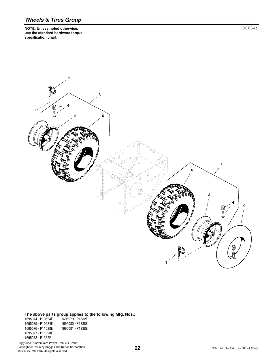 Wheels & tires group | Simplicity 1695081 User Manual | Page 22 / 30