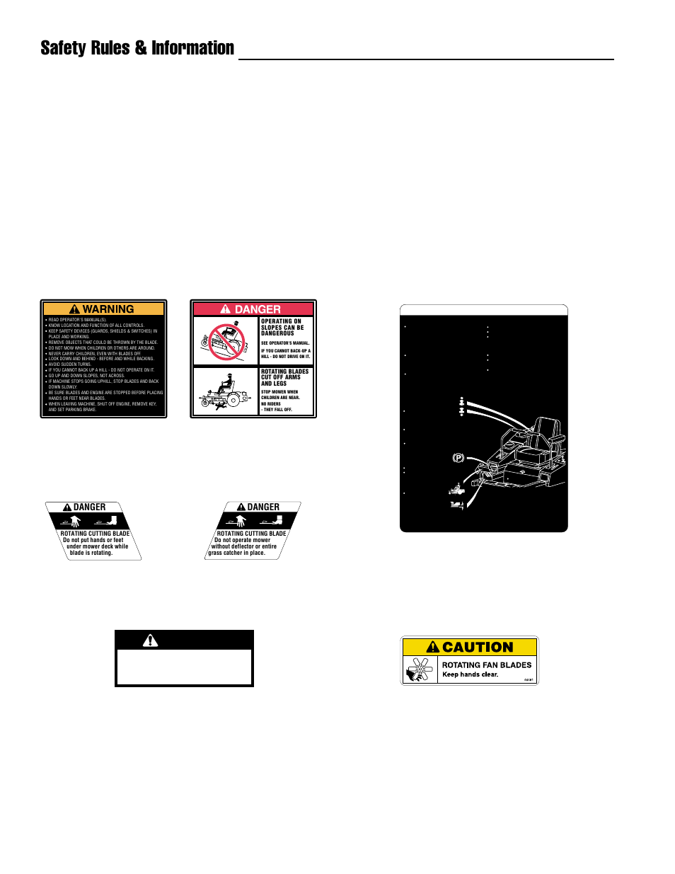 Safety rules & information, Safety decals, Danger | Simplicity ZT2148 User Manual | Page 10 / 41