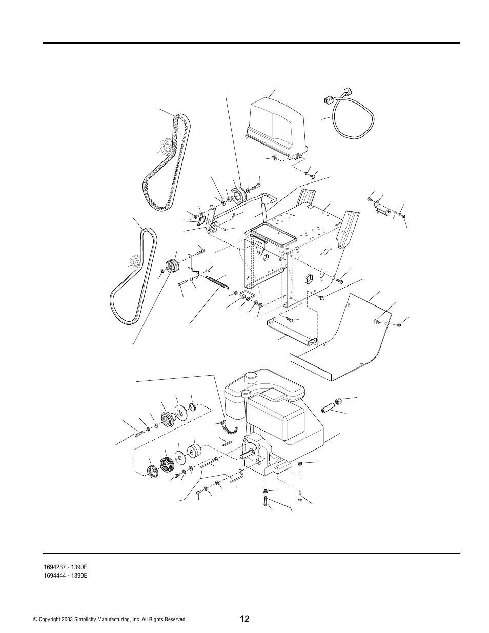 Engine and frame group - 13hp, electric start | Simplicity 1390M User Manual | Page 12 / 44