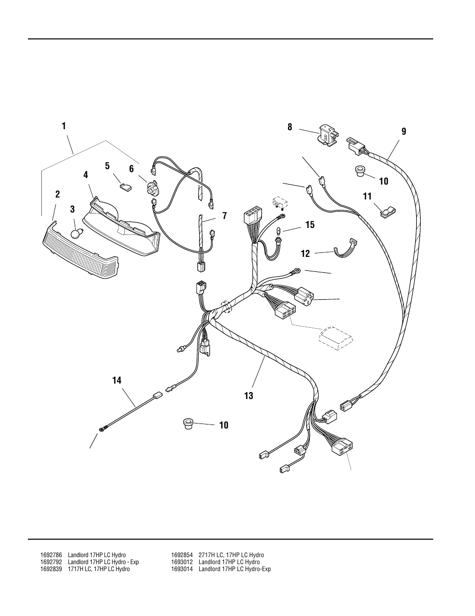 Electrical - lower harness - liquid cooled models | Simplicity LANDLORD 2700 User Manual | Page 38 / 68