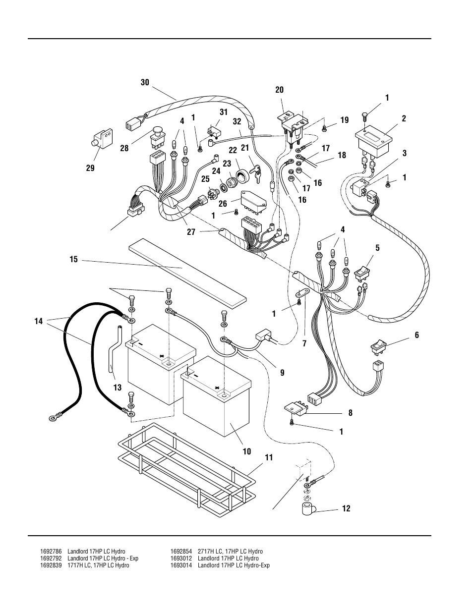 Electrical - main harness - liquid cooled models | Simplicity LANDLORD 2700 User Manual | Page 42 / 68
