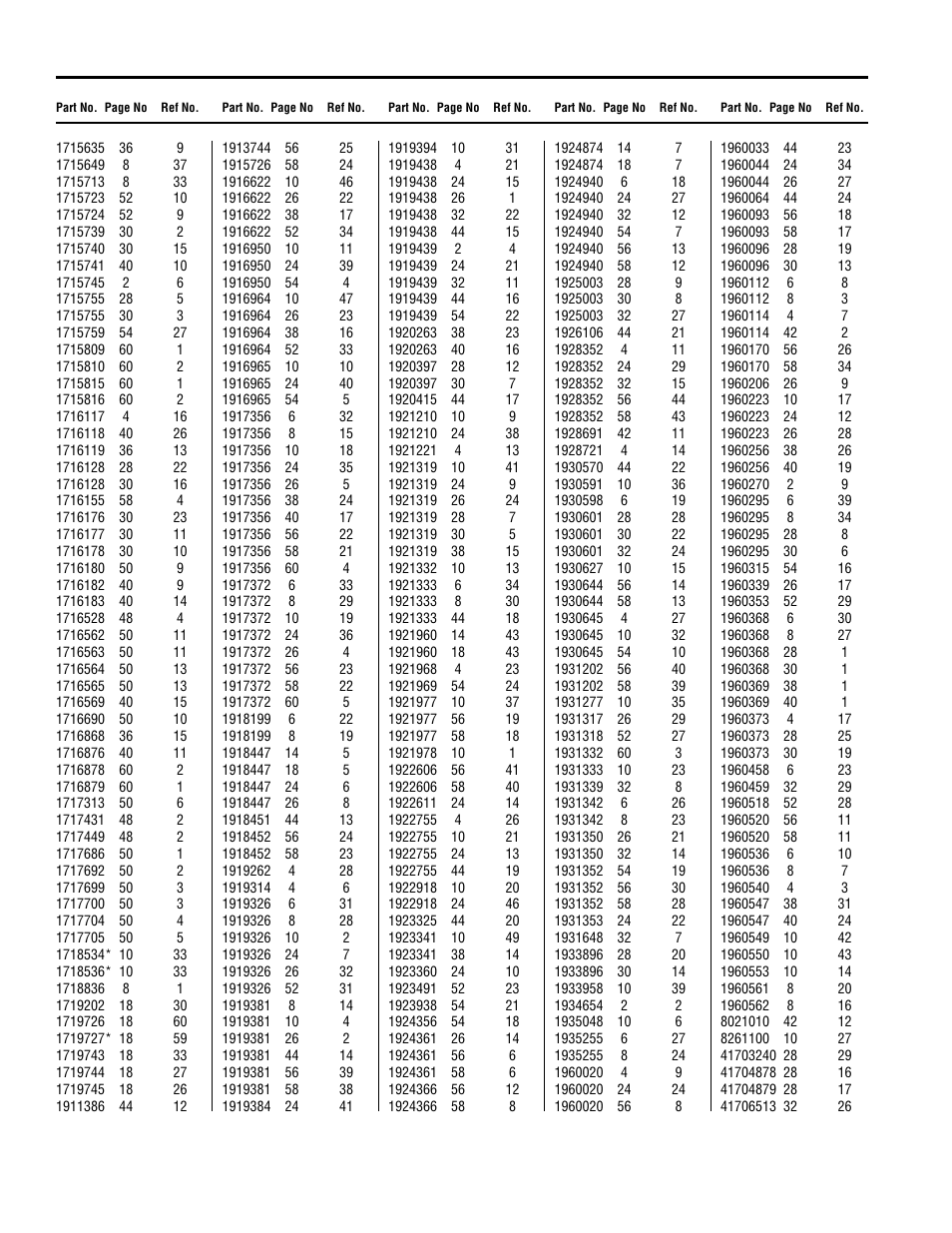 Part number index by page number | Simplicity LANDLORD 2700 User Manual | Page 66 / 68