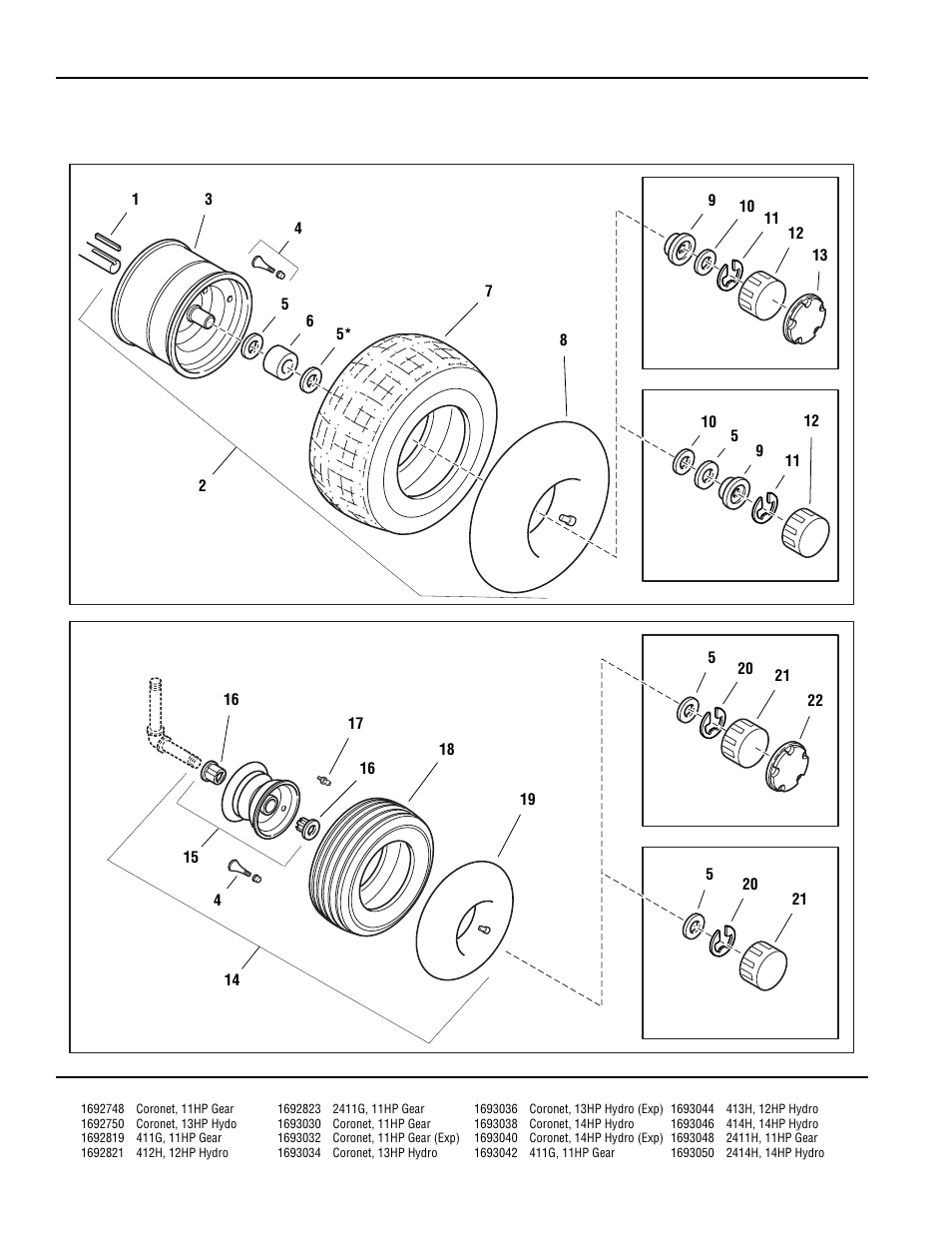 Wheels & tires | Simplicity CORONET 400 User Manual | Page 48 / 78