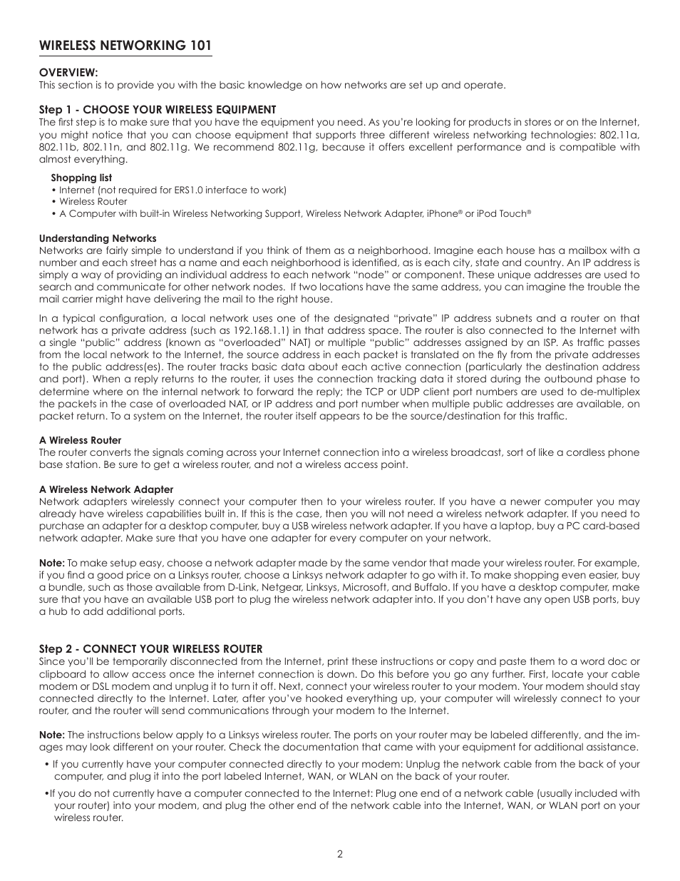 Wireless networking 101 | SpeakerCraft Web Server ERS-1.0 User Manual | Page 3 / 11