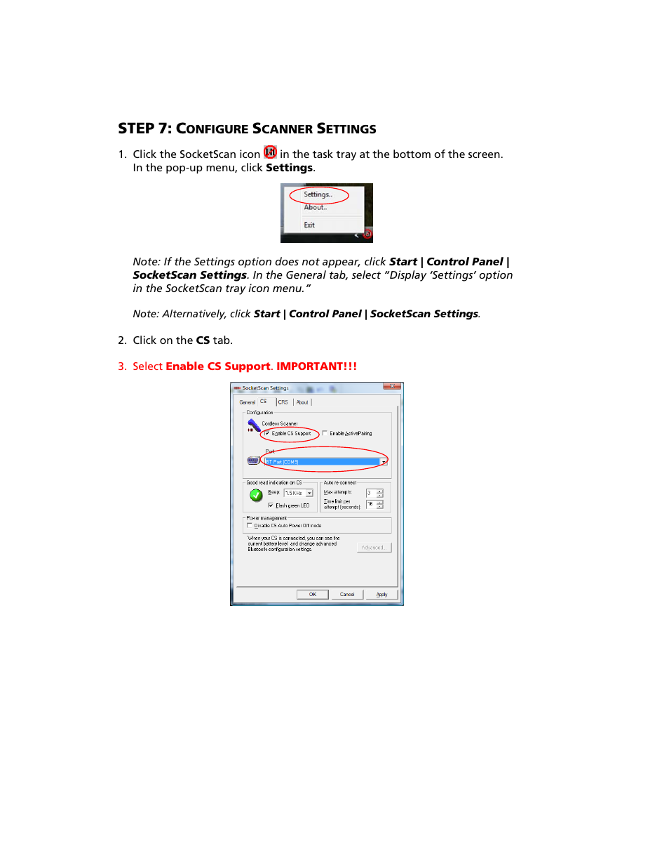 Step 7: configure scanner settings, Step | Socket Mobile Bluetooth iPAQ User Manual | Page 23 / 114