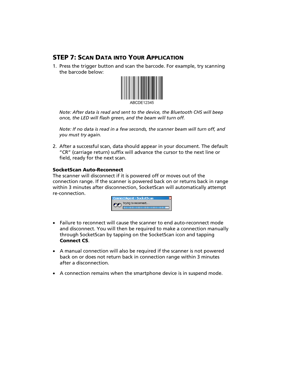 Step 7: scan data into your application, Step | Socket Mobile Bluetooth iPAQ User Manual | Page 43 / 114