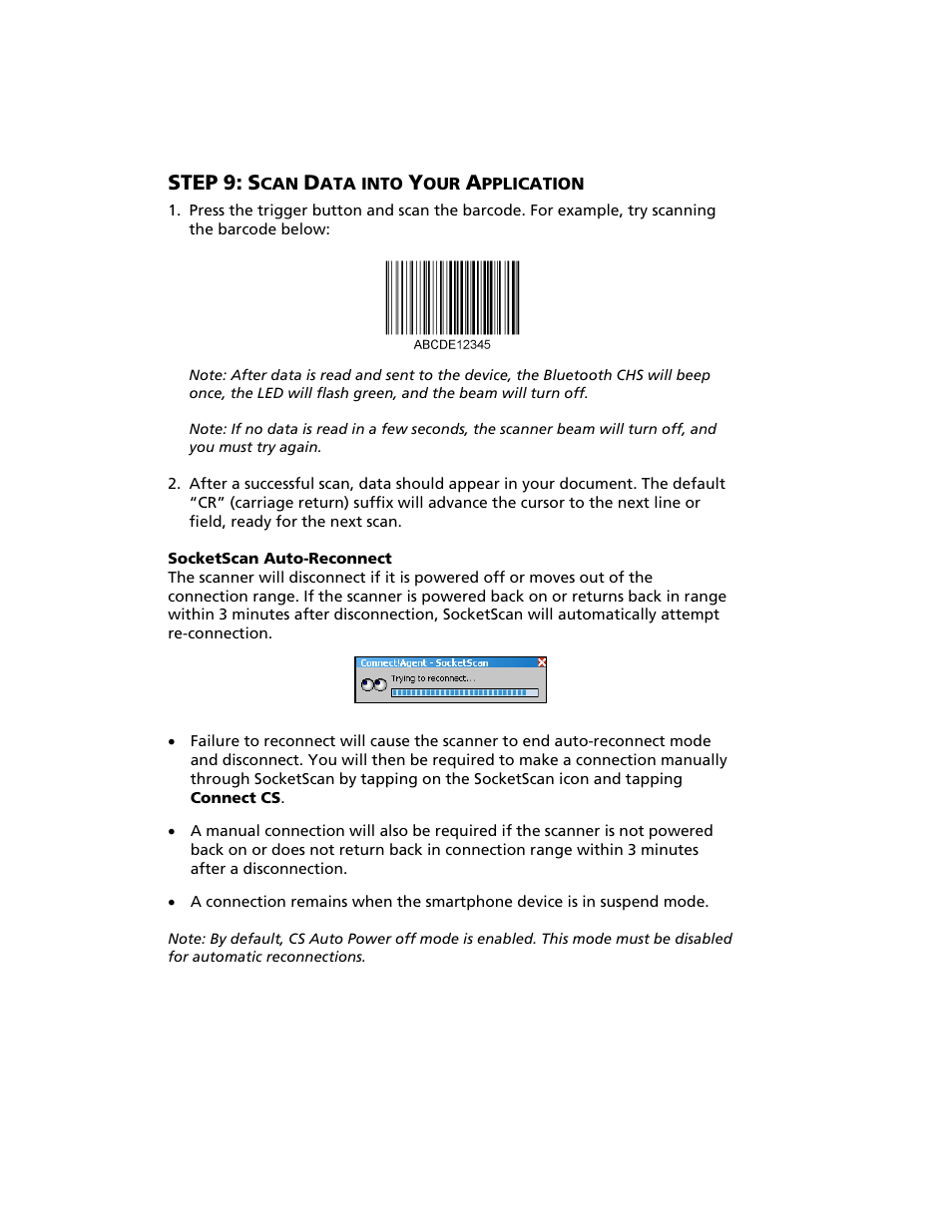 Step 9: scan data into your application, Step | Socket Mobile Bluetooth iPAQ User Manual | Page 60 / 114