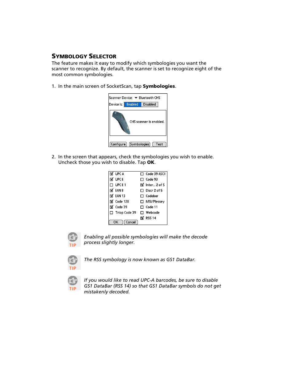 Symbology selector | Socket Mobile Bluetooth iPAQ User Manual | Page 76 / 114