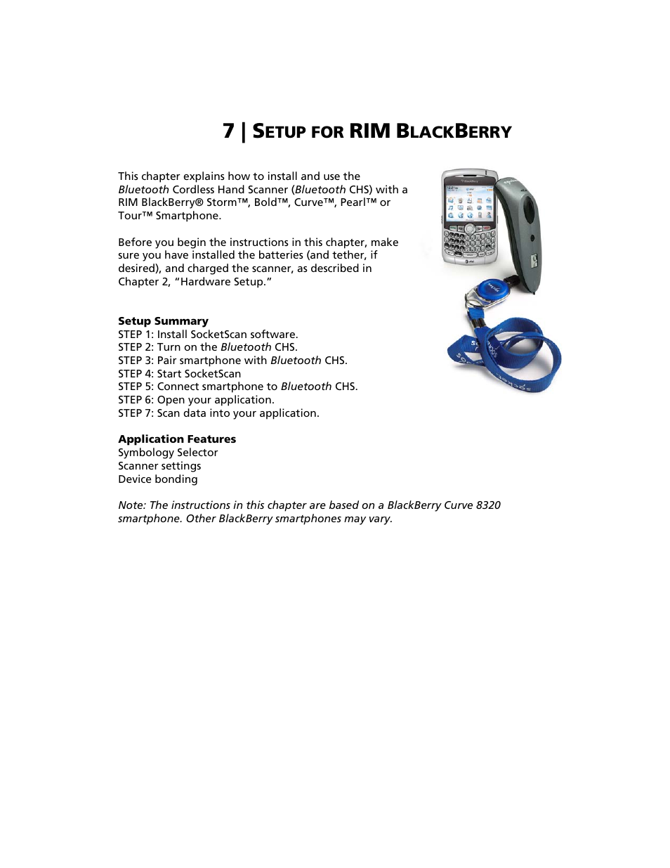 7 | setup for rim blackberry, 7 | s | Socket Mobile Bluetooth iPAQ User Manual | Page 78 / 114