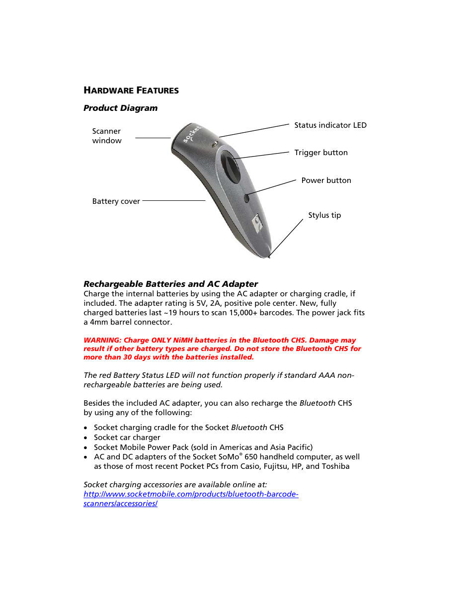 Hardware features, Ardware, Eatures | Socket Mobile Bluetooth iPAQ User Manual | Page 8 / 114