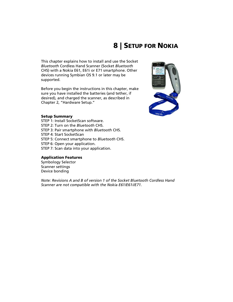 8 | setup for nokia, 8 | s | Socket Mobile Bluetooth iPAQ User Manual | Page 85 / 114