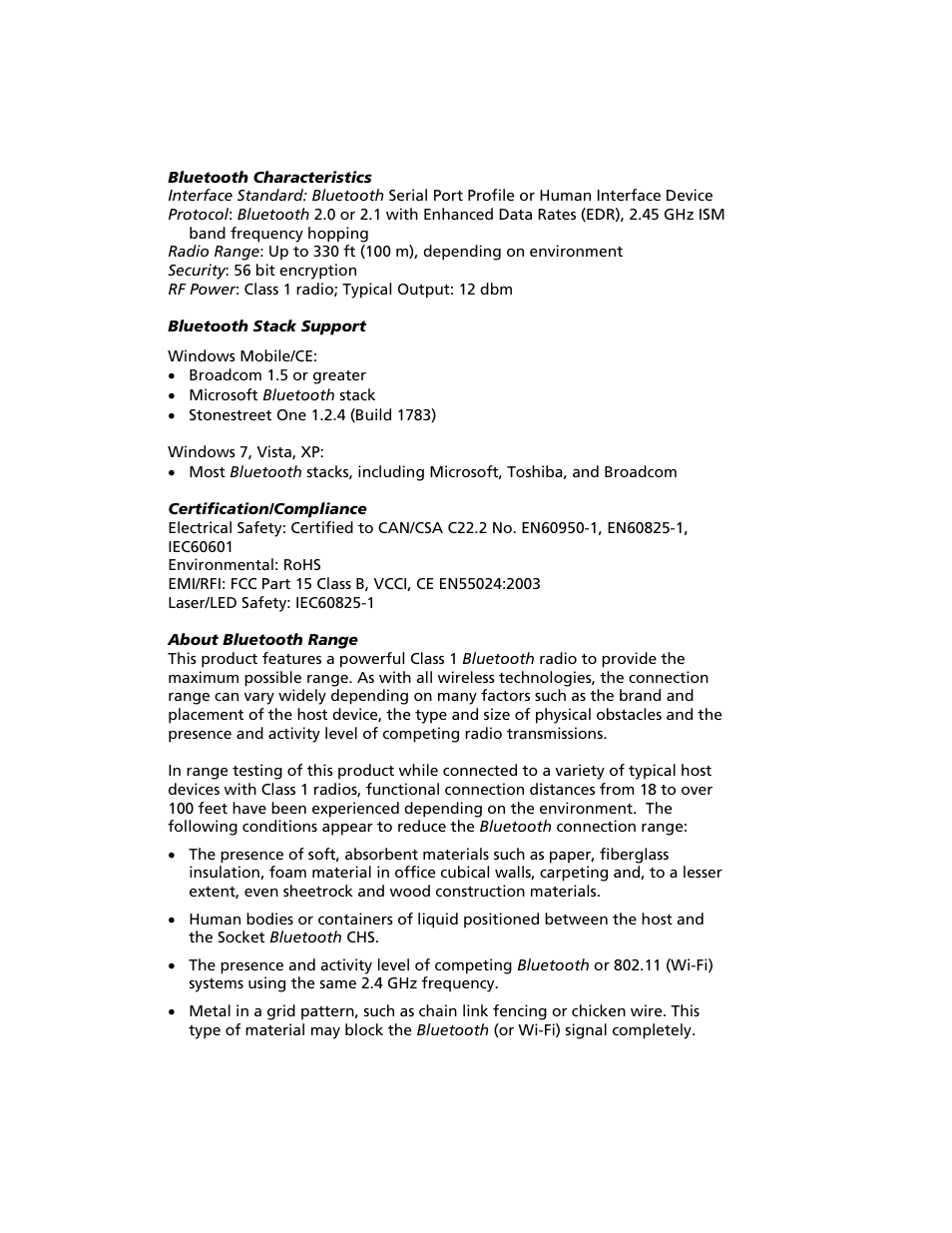 Socket Mobile Bluetooth iPAQ User Manual | Page 94 / 114