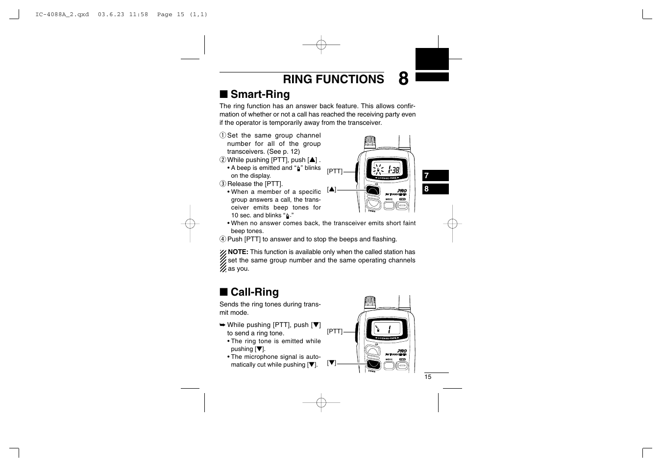 Ring functions, Smart-ring, Call-ring | Socket Mobile IC-4088A User Manual | Page 21 / 32
