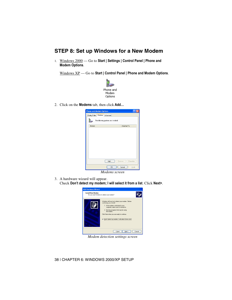 Step 8: set up windows for a new modem | Socket Mobile Digital Phone Card for Data-Capable Mobile Phone User Manual | Page 40 / 69