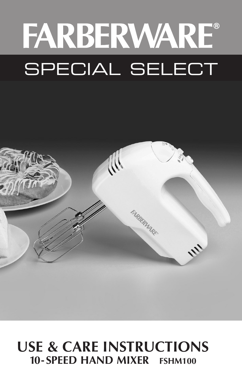 FARBERWARE HAND MIXER FSHM100 User Manual | 8 pages
