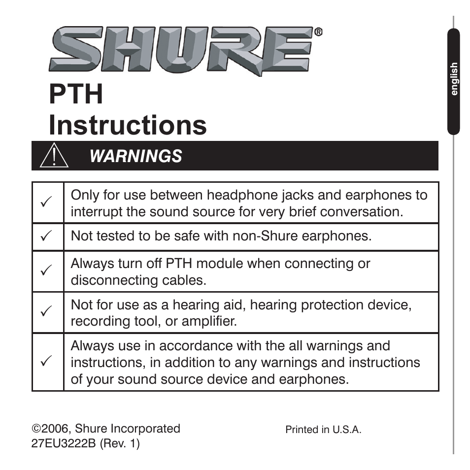 Shure 27EU3222B User Manual | 9 pages