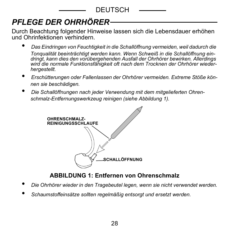 Pflege der ohrhörer | Shure E5C User Manual | Page 30 / 63