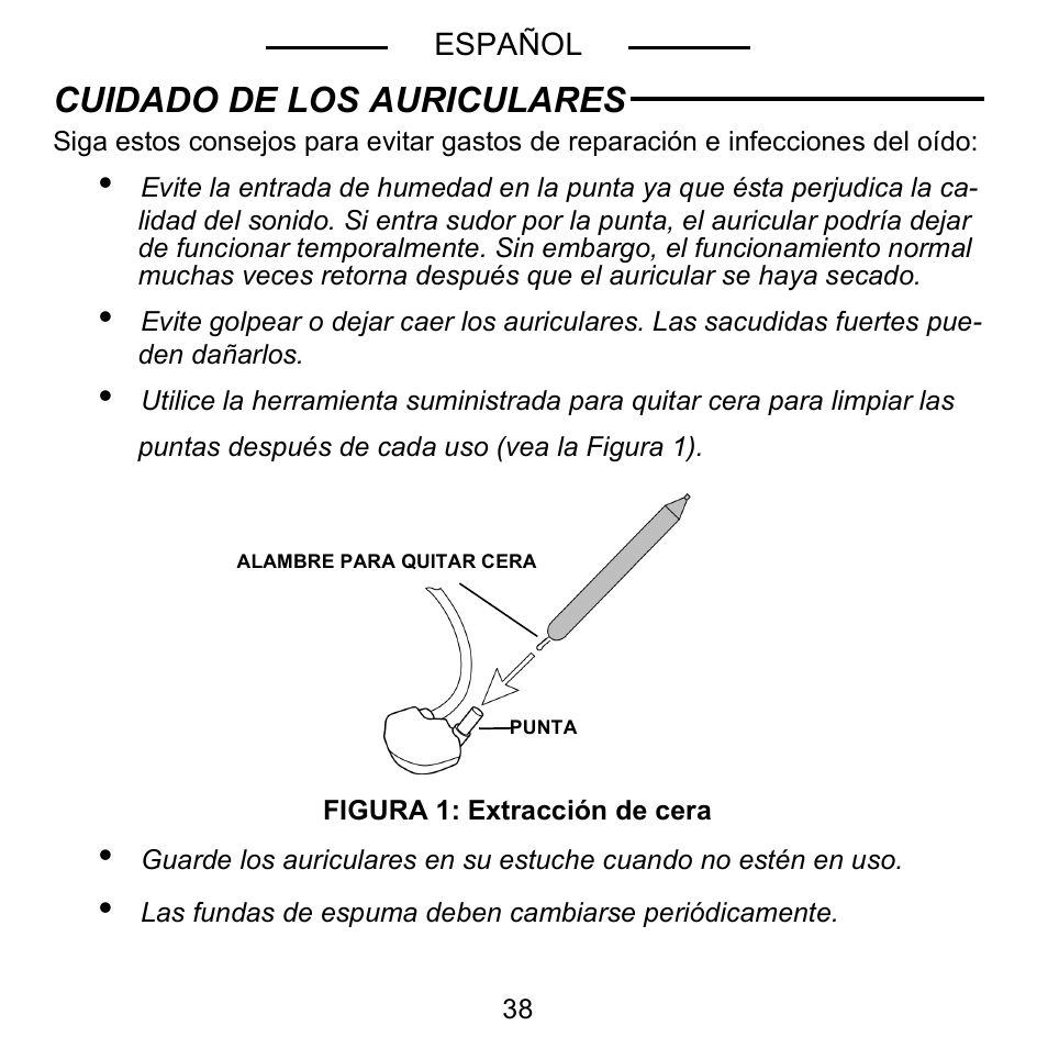 Cuidado de los auriculares | Shure E5C User Manual | Page 40 / 63