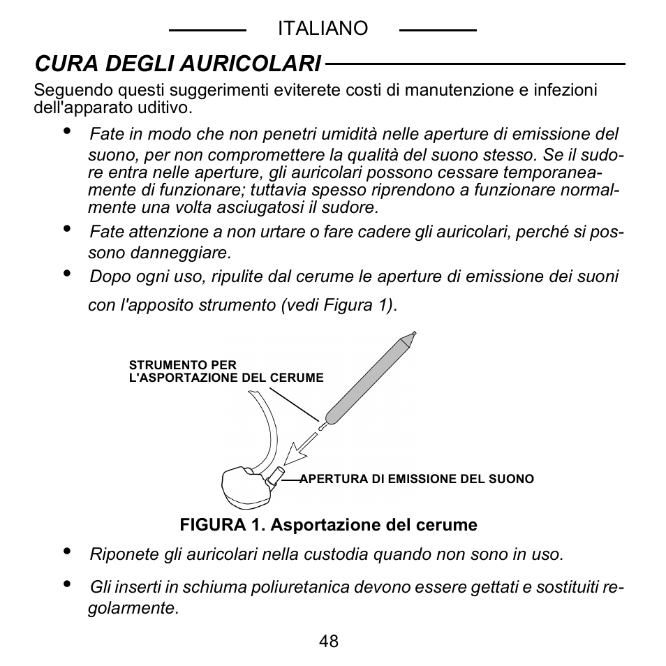 Cura degli auricolari | Shure E5C User Manual | Page 50 / 63