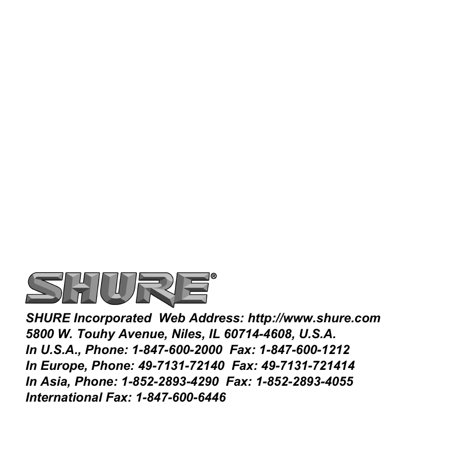 Shure E5C User Manual | Page 63 / 63