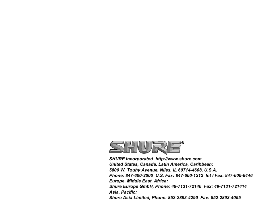 Shure MX692 User Manual | Page 20 / 20