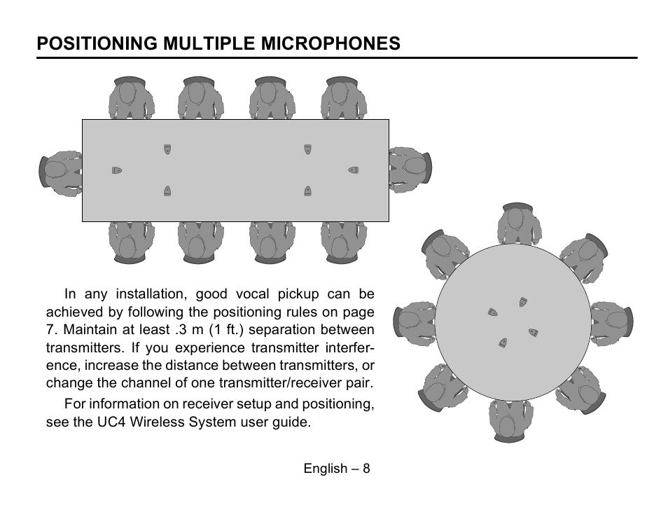 Positioning multiple microphones | Shure MX692 User Manual | Page 9 / 20