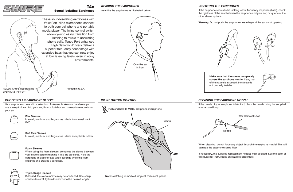 Shure I4C User Manual | 2 pages