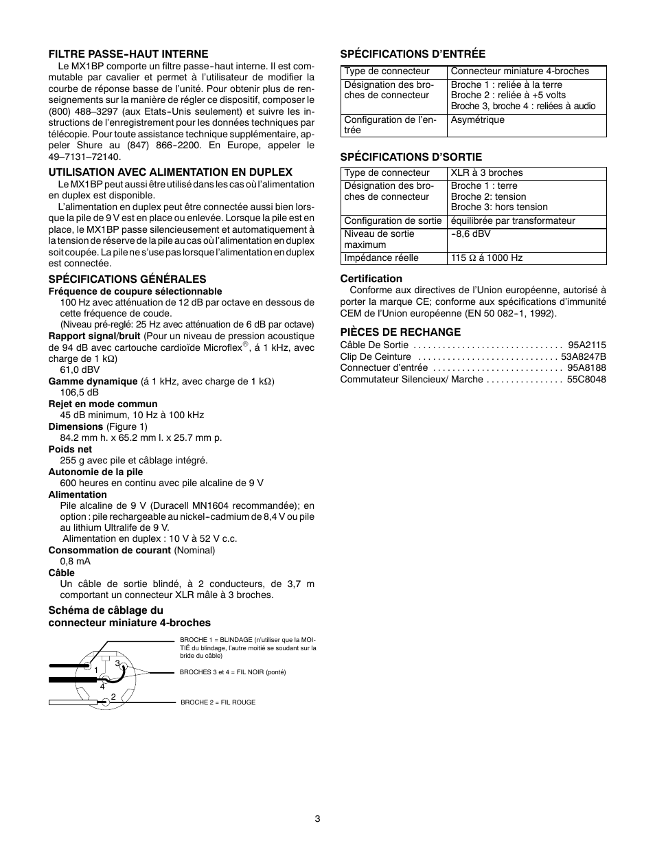 Shure MX1BP User Manual | Page 3 / 12