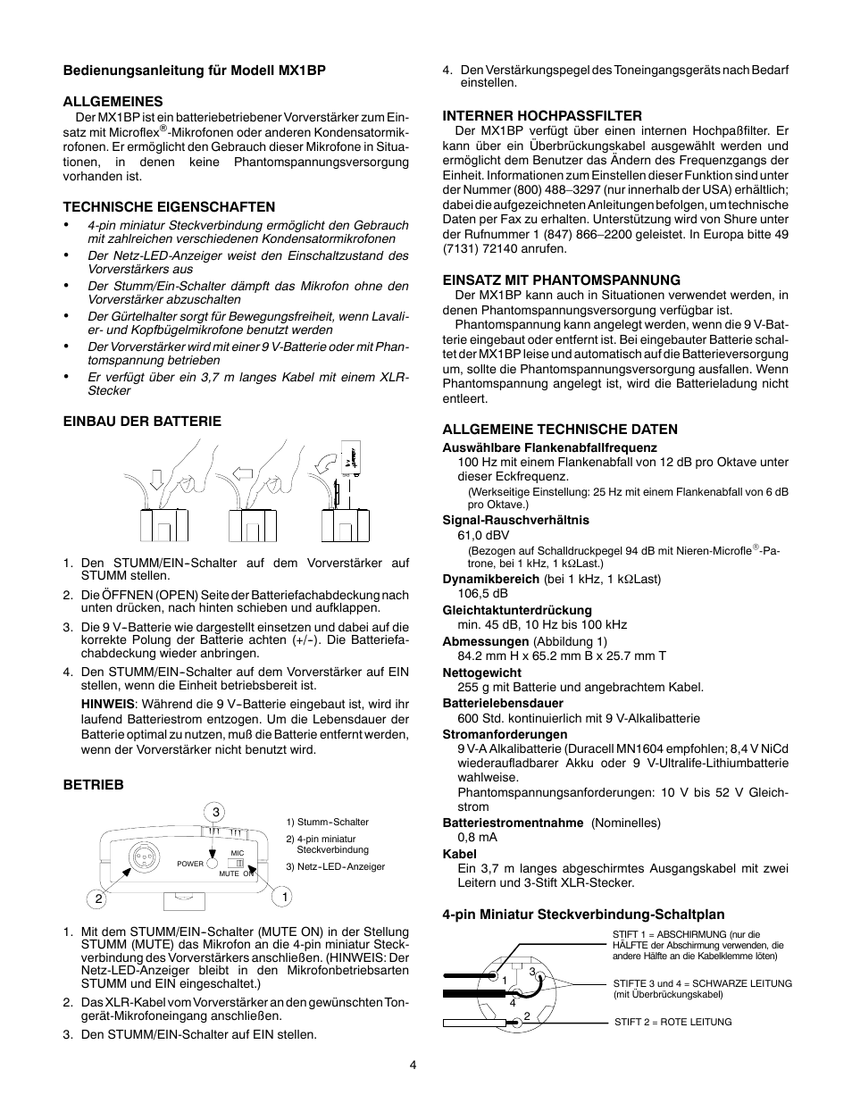 Shure MX1BP User Manual | Page 4 / 12