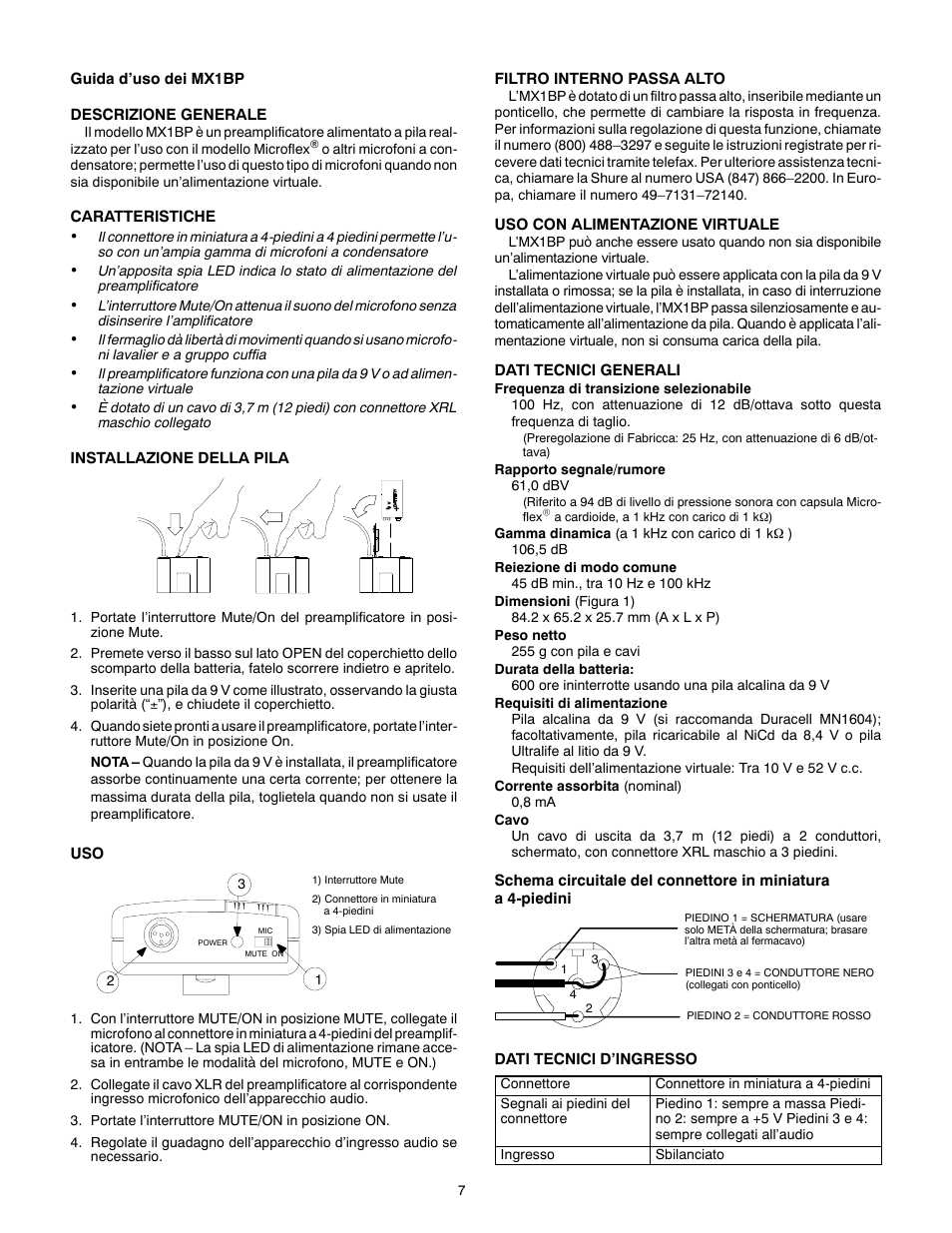 Shure MX1BP User Manual | Page 7 / 12