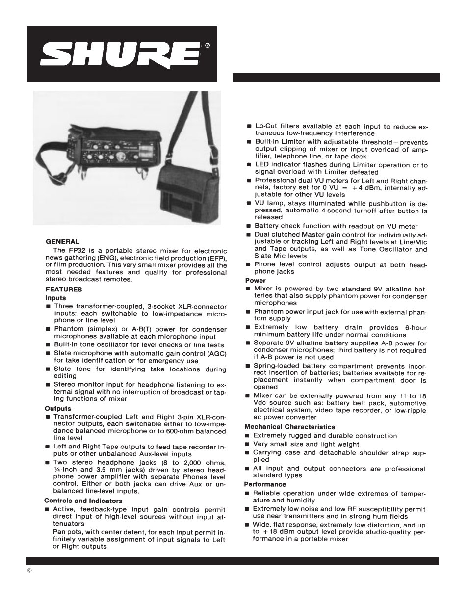 Shure FP32 User Manual | 4 pages