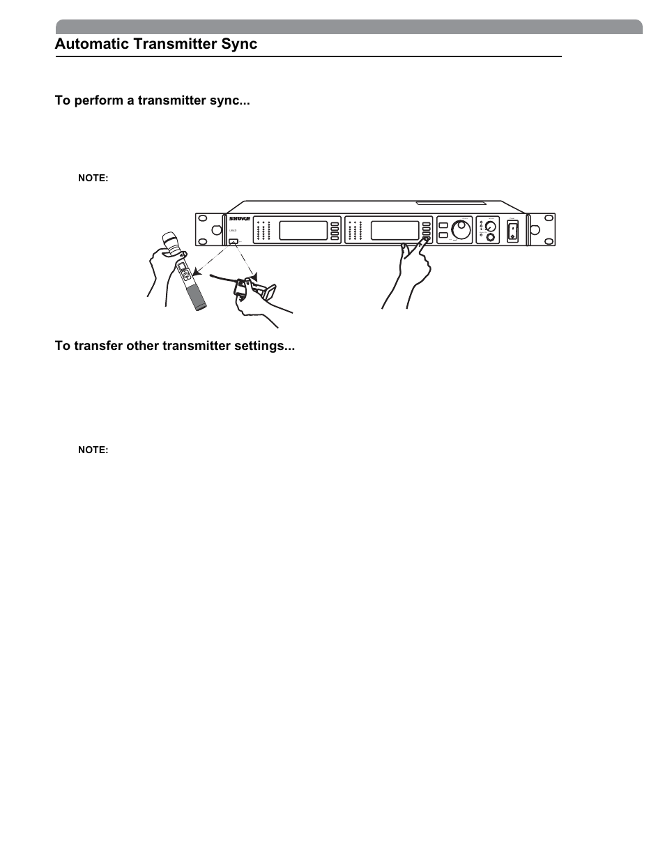 Automatic transmitter sync | Shure The SM58 Vocal Artist UHF User Manual | Page 13 / 34