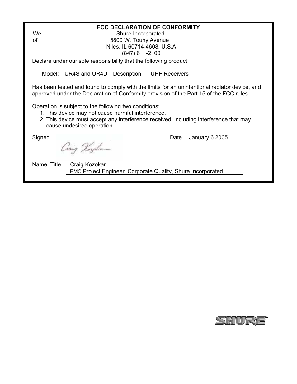 Shure The SM58 Vocal Artist UHF User Manual | Page 34 / 34