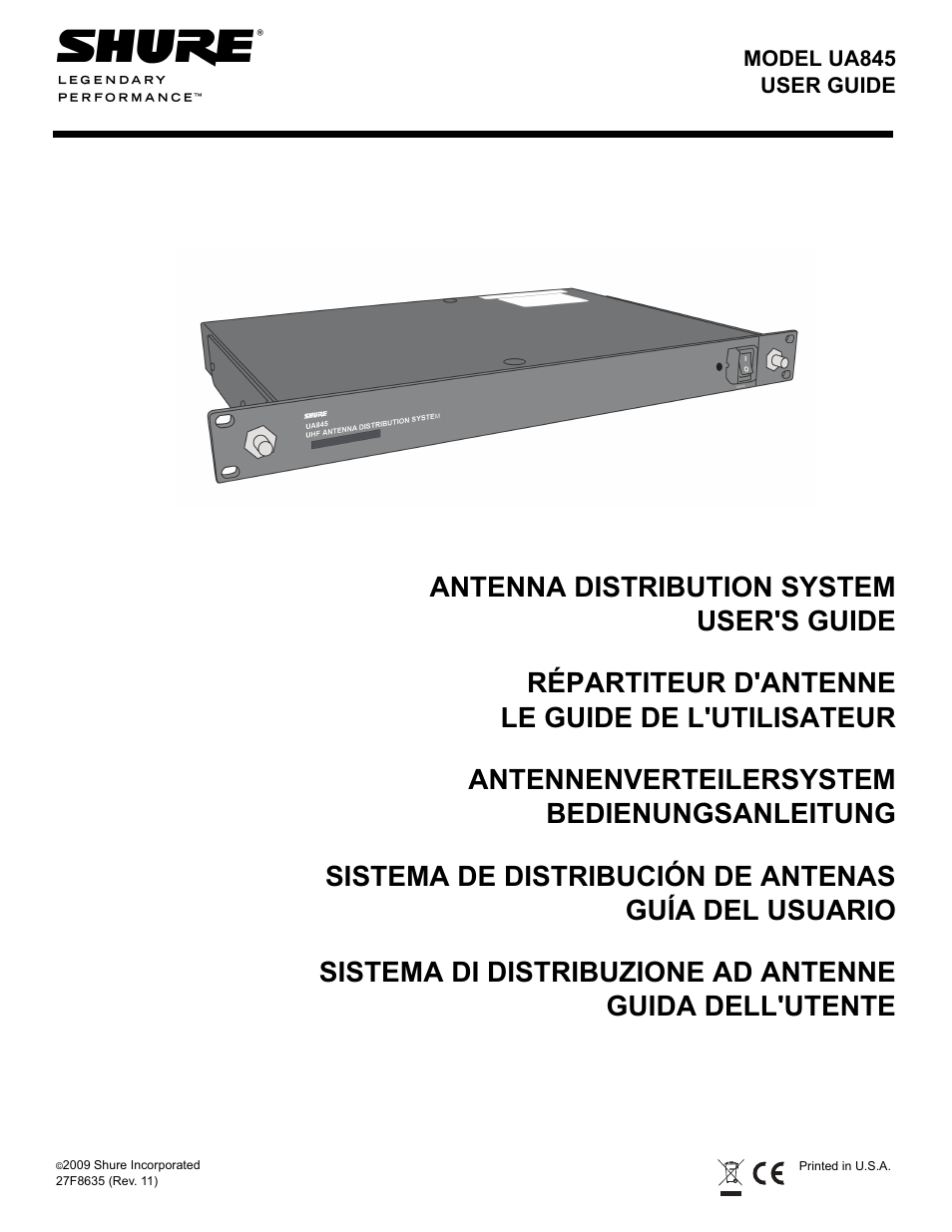 Shure UA845 User Manual | 9 pages