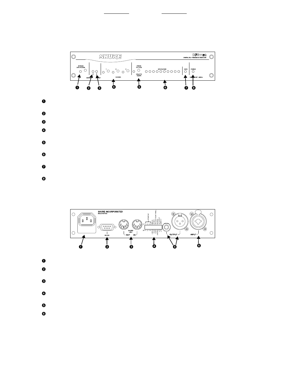 Dfr11eq panels | Shure DFR11EQ User Manual | Page 4 / 13