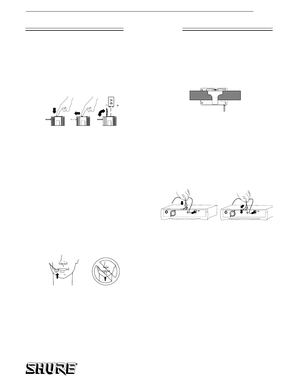 System setup, Battery installation, Headset assembly | Bodypack transmitter setup, Receiver setup | Shure AXS31 User Manual | Page 3 / 8