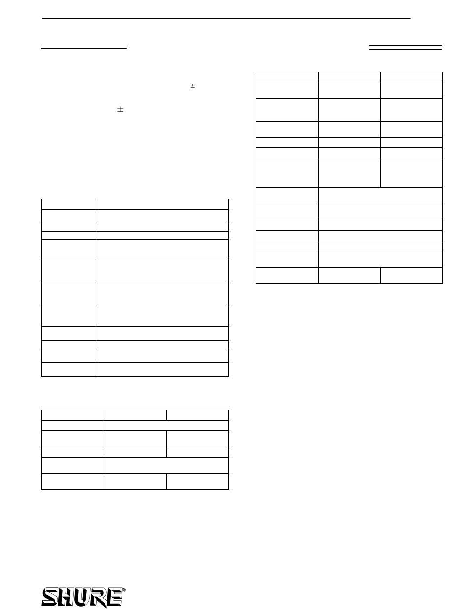 System and component specifications | Shure AXS31 User Manual | Page 7 / 8