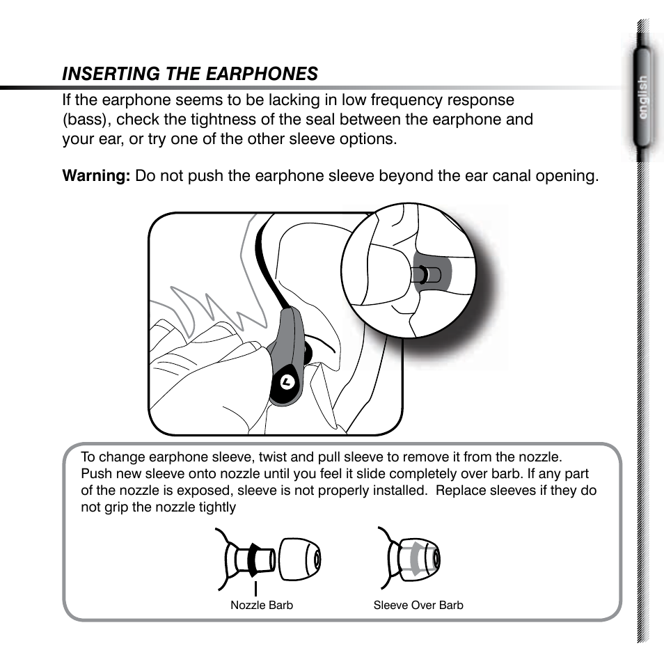 Inserting the earphones | Shure SE420 User Manual | Page 3 / 12