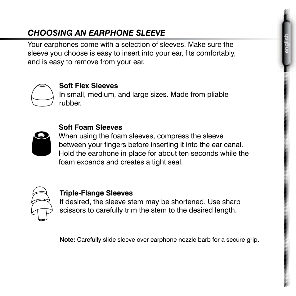 Choosing an earphone sleeve | Shure SE420 User Manual | Page 5 / 12