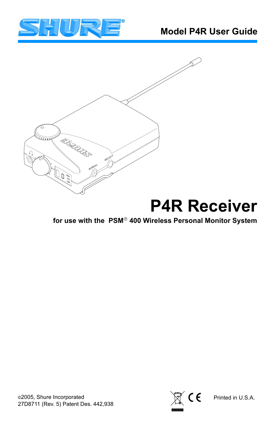 Shure P4R User Manual | 9 pages