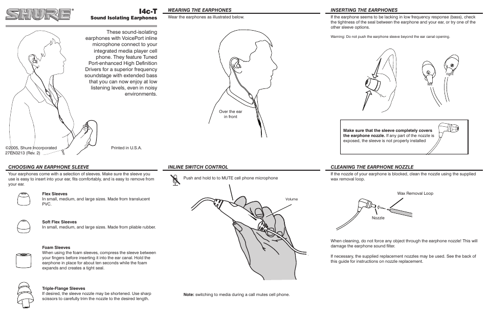 Shure i4c-t User Manual | 2 pages