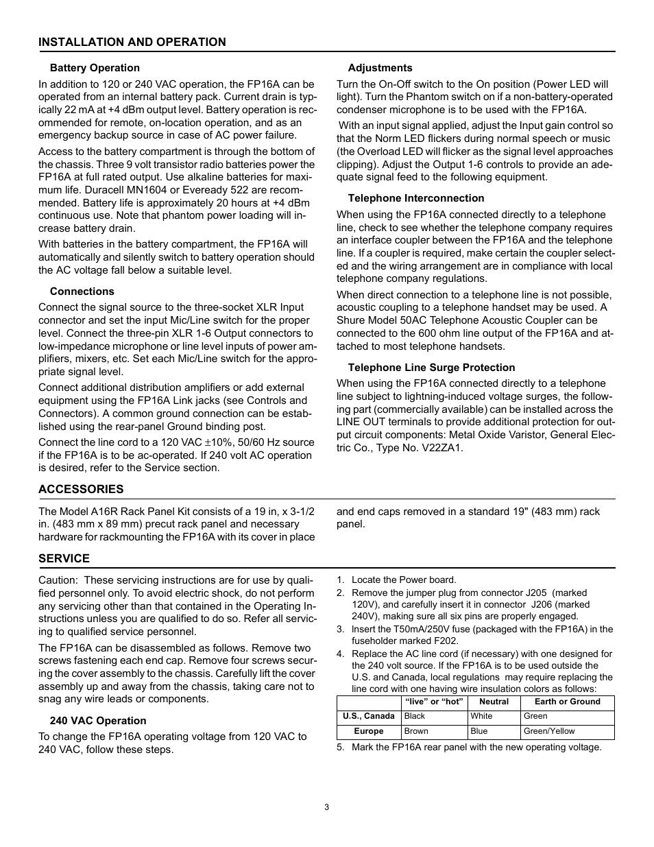 Shure FP16A User Manual | Page 3 / 6