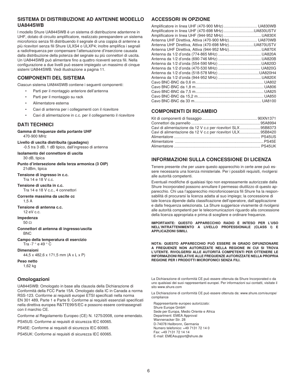 Shure UA844SWB User Manual | Page 6 / 12