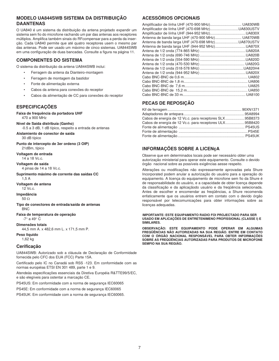 Shure UA844SWB User Manual | Page 7 / 12