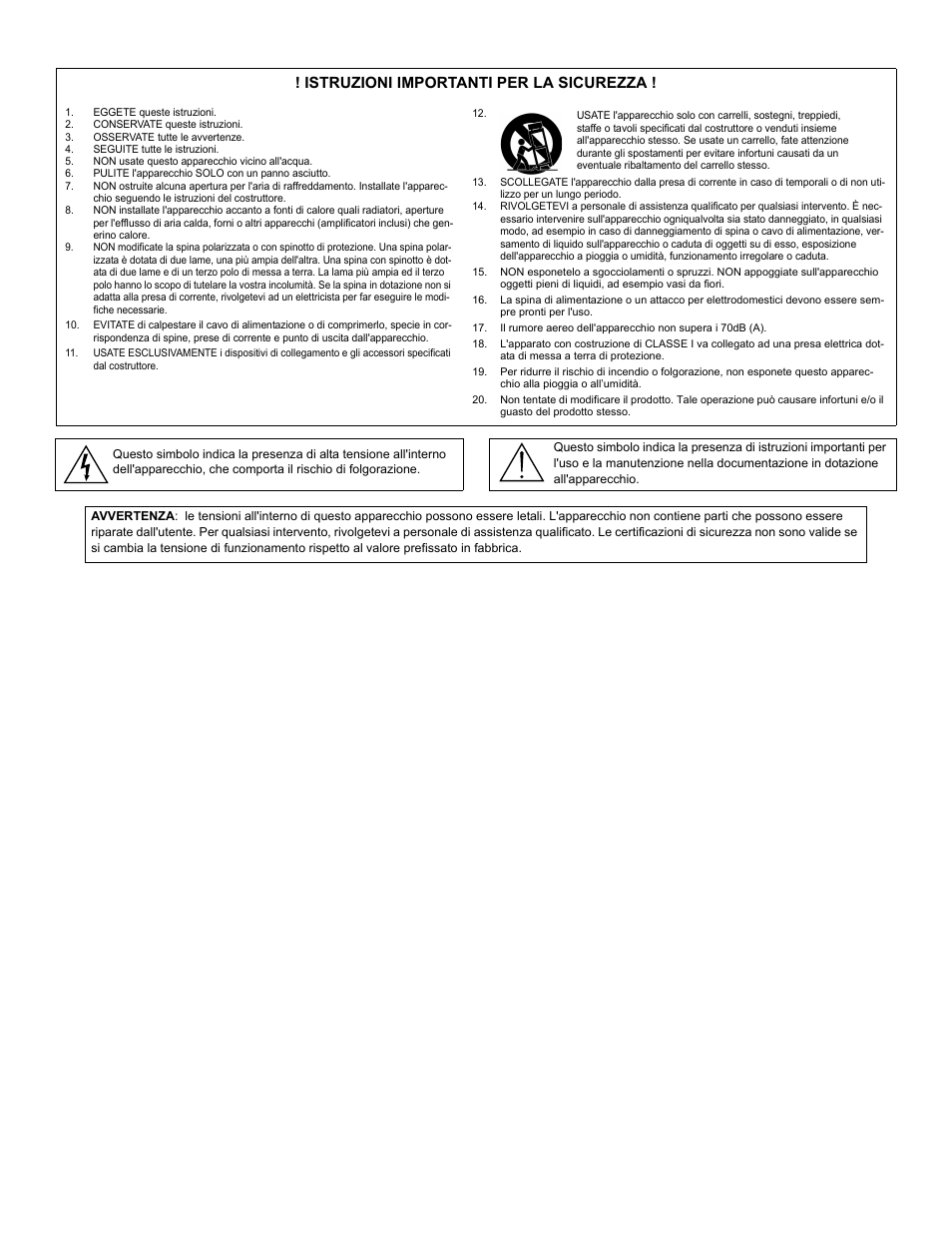 Istruzioni importanti per la sicurezza | Shure SCM268 User Manual | Page 4 / 13