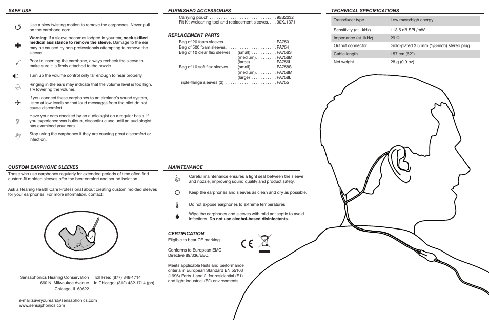 Shure E3c User Manual | Page 2 / 2