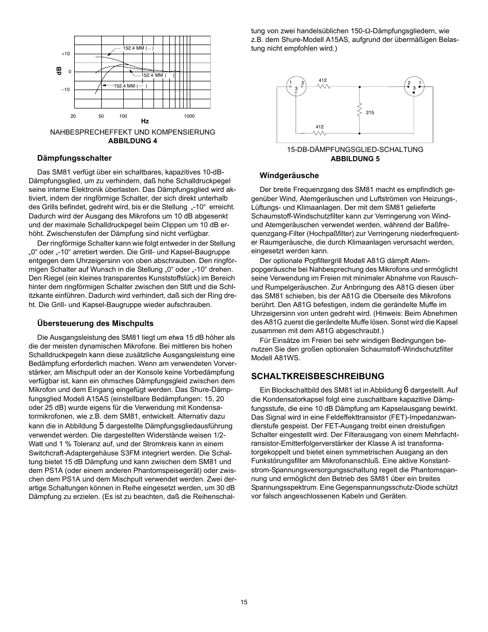 Schaltkreisbeschreibung | Shure SM81 User Manual | Page 15 / 20