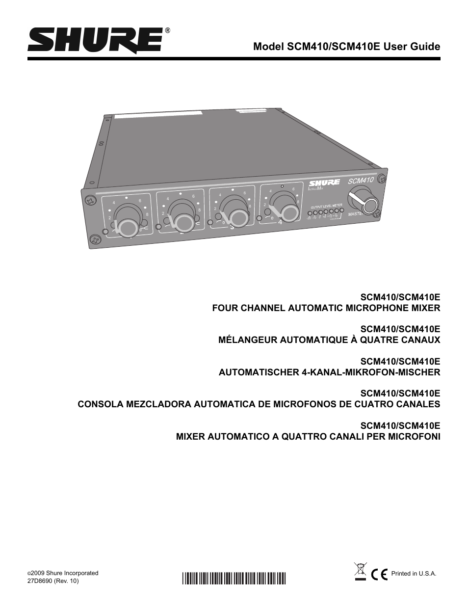 Shure Four Channel Automatic Microphone SCM410 User Manual | 17 pages