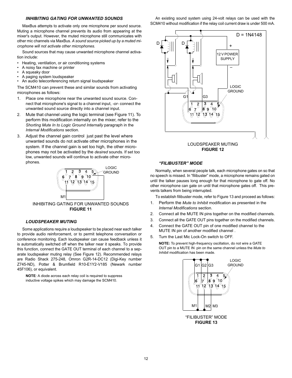 Shure Four Channel Automatic Microphone SCM410 User Manual | Page 12 / 17